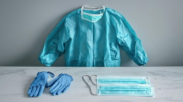 گان جراحی رنگی با سایز های استاندارد و رنگ های ملایم